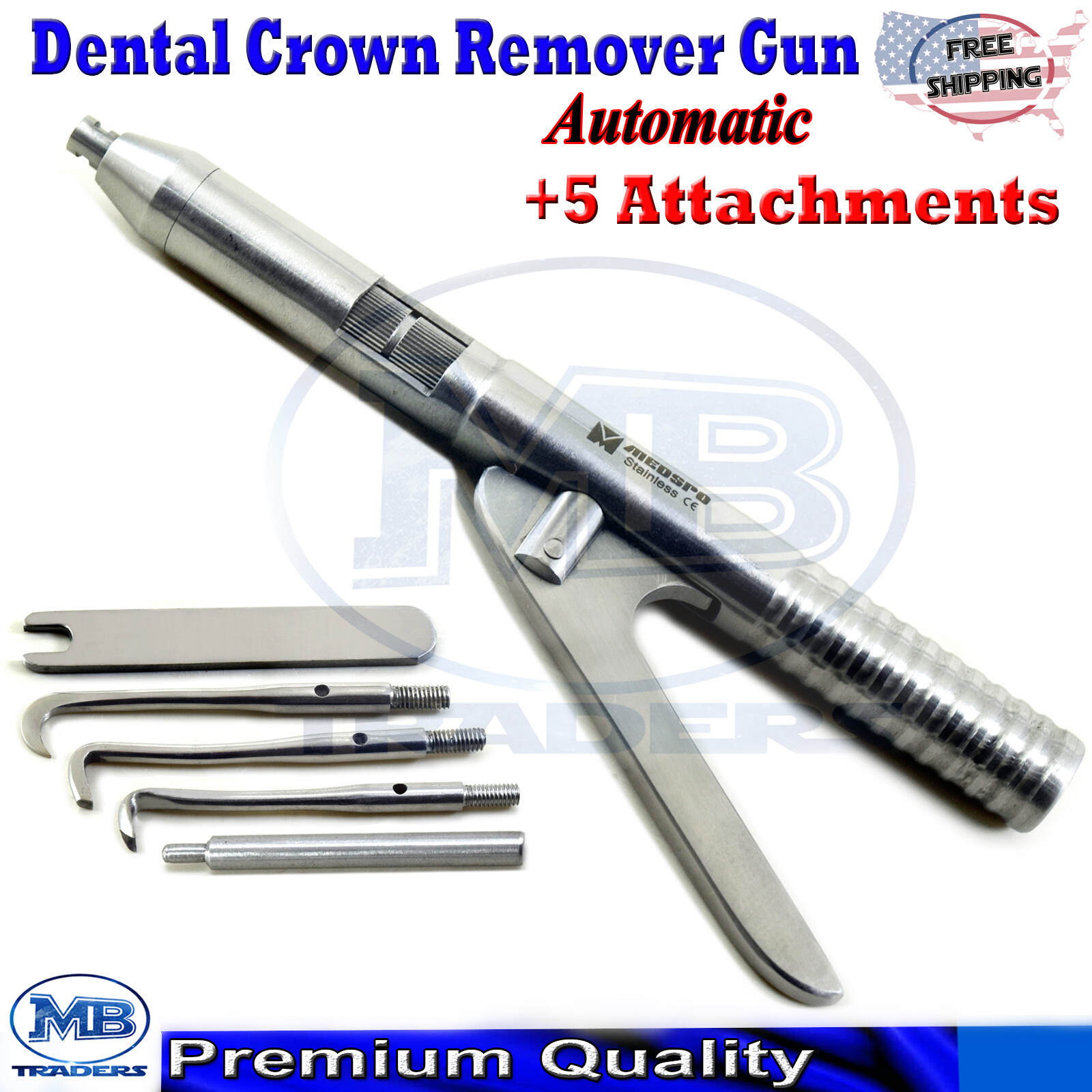Dental Crown Bridges Remover Surgical Dentist Gun Automatic With Free Attachment