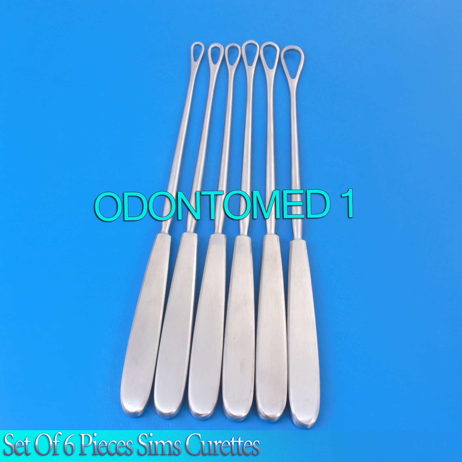 6 Sims Uterine Curettes 10.5″ # 1,2,3,4,5,6 Blunt Surgical Instruments