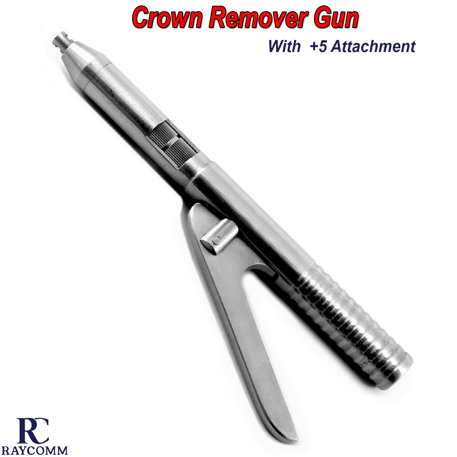 Dental Automatic Crown & Bridge Remover Gun Spring Loaded W/5 Attachments Keys