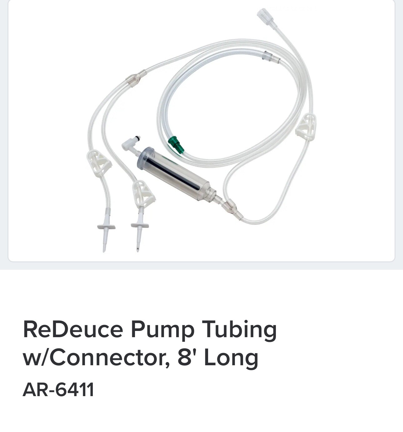 Arthrex AR-6411 ReDeuce Pump Inflow Tubing w/Connector, 8′ Long. One Each