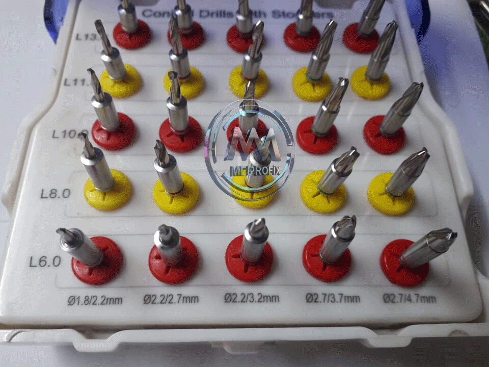 Kit 25pcs Set Conical Drills with integral stoppers Dental Implant Guided