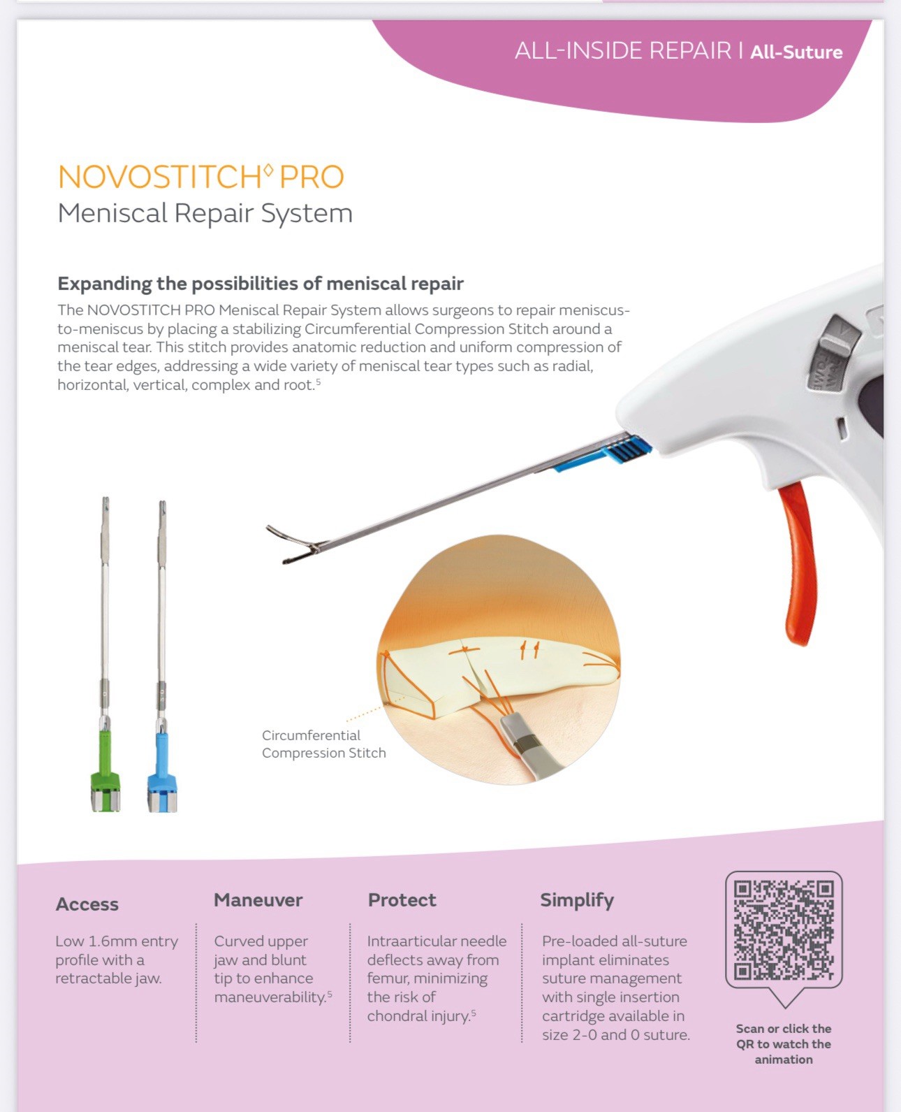 S&N All-Inside Meniscal Repair Solutions (Fast-Fix, NOVOSTITCH or Others…) 1Pcs