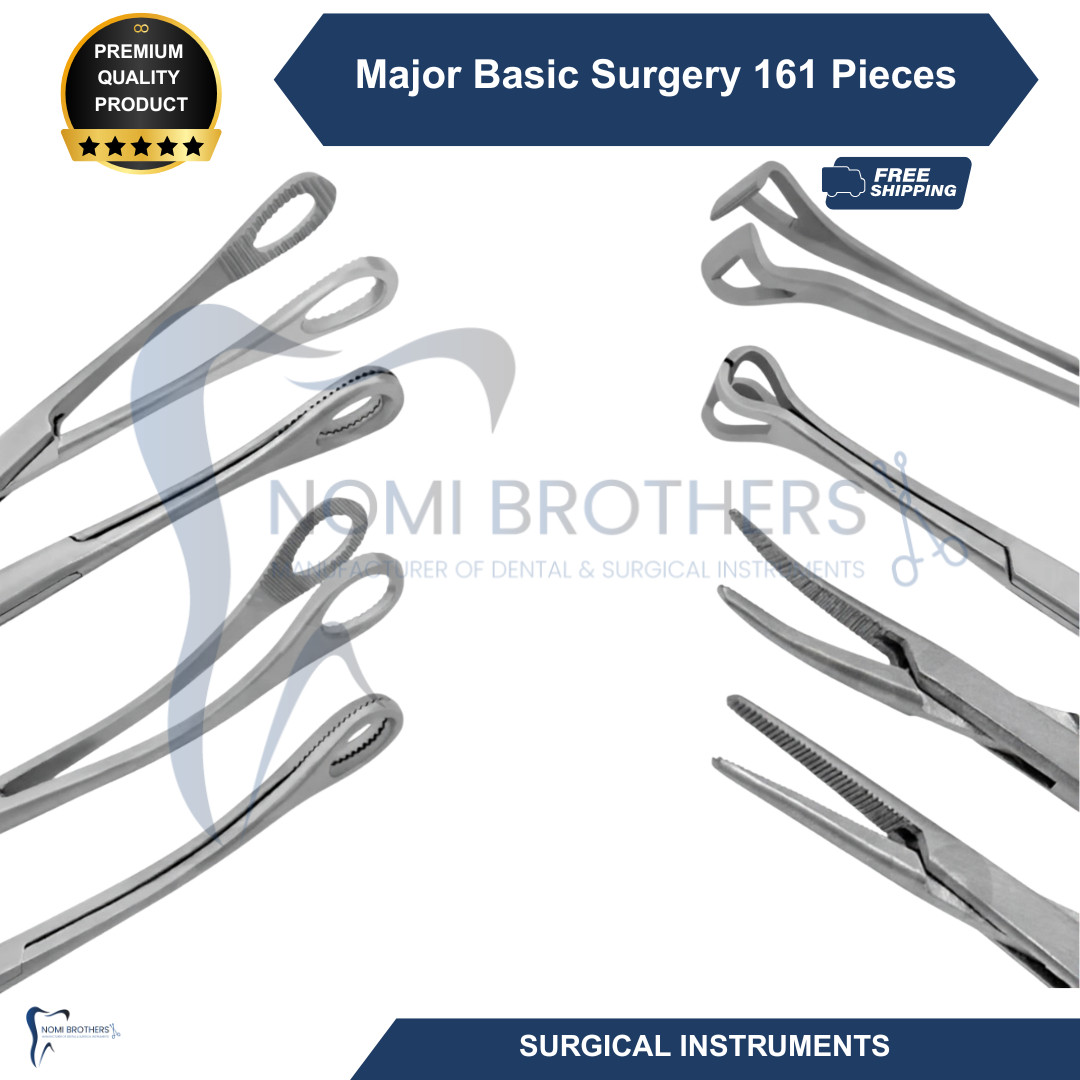 161 Pcs Major Basic Surgery Set Surgical Instruments Kit German Grade CE