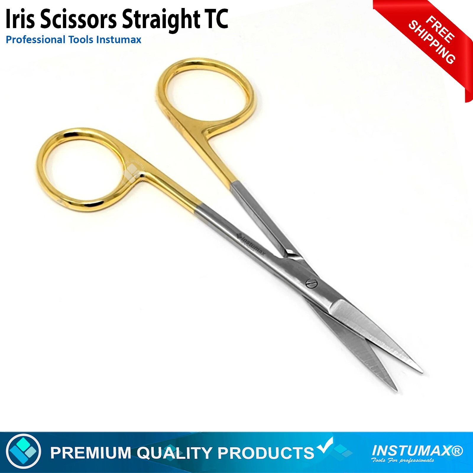 T/C Iris Scissors 4.5″ Straight Surgical Dental With Tungsten Carbide Inserts