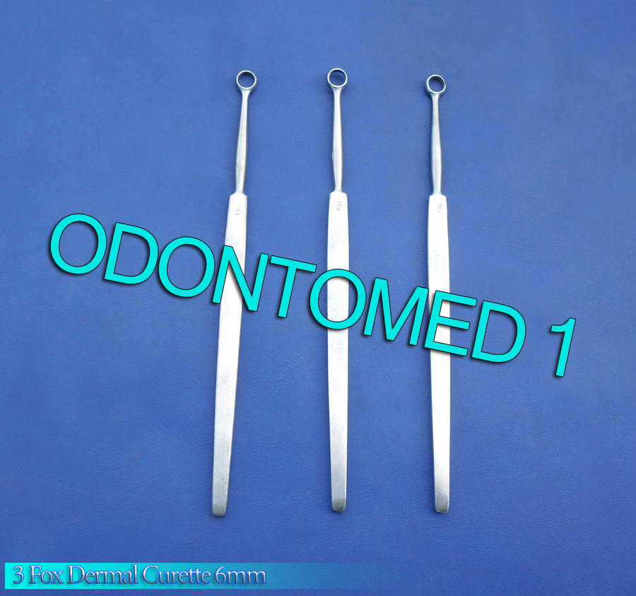 3 Fox Dermal Curette 6mm Surgical Dermatology Instruments