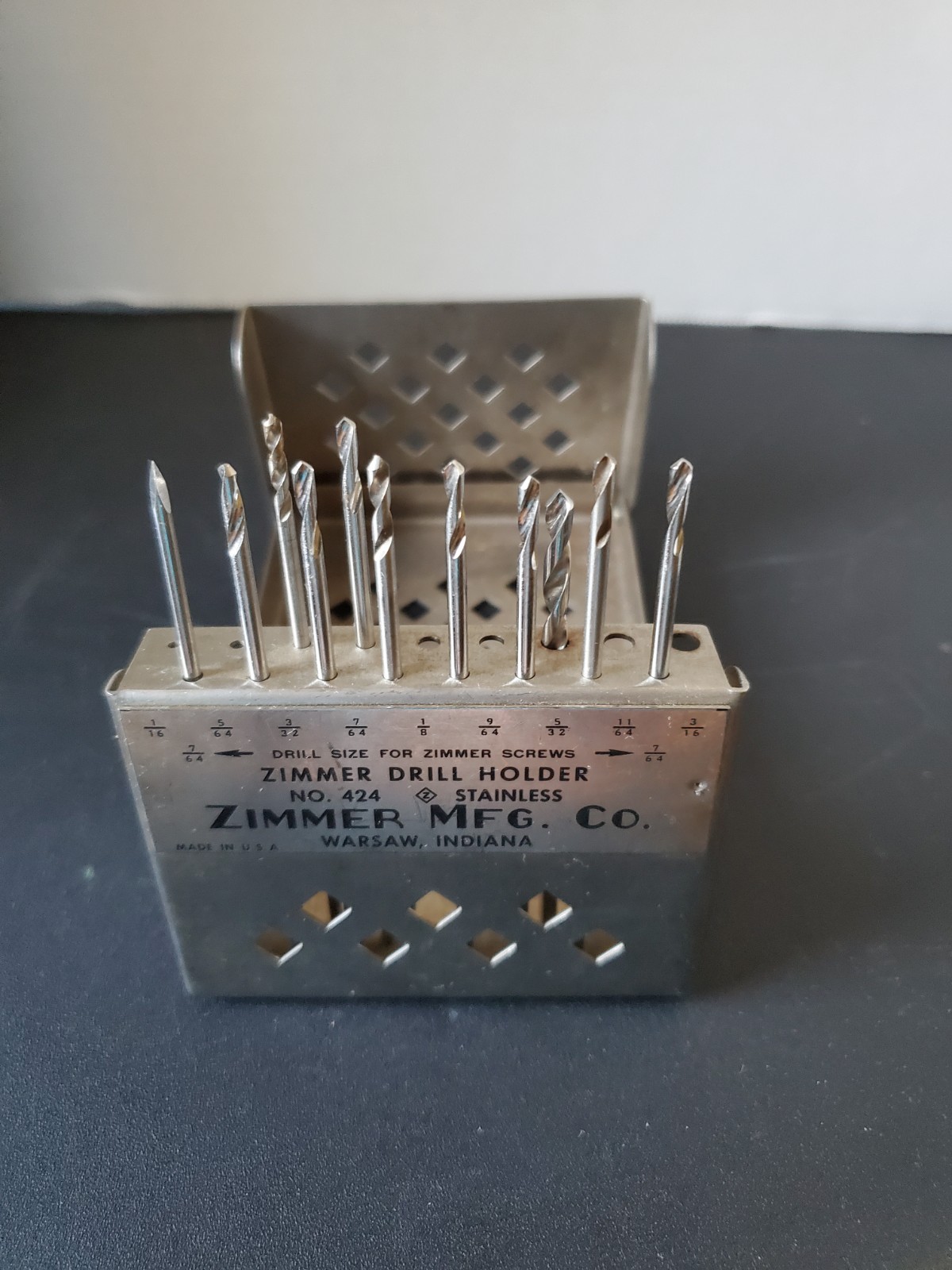 Zimmer 424 Folding Drill Case with 11 Drill Bits