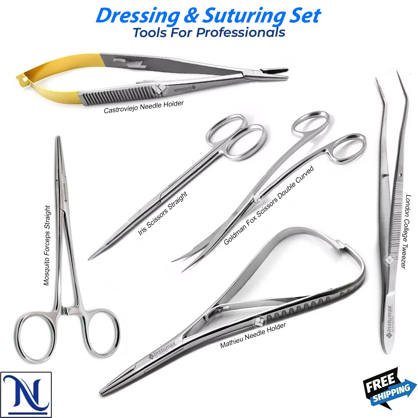 Suturing & Dressing Kit – Castroviejo, Mathieu Needle Holder & Mosquito Forceps