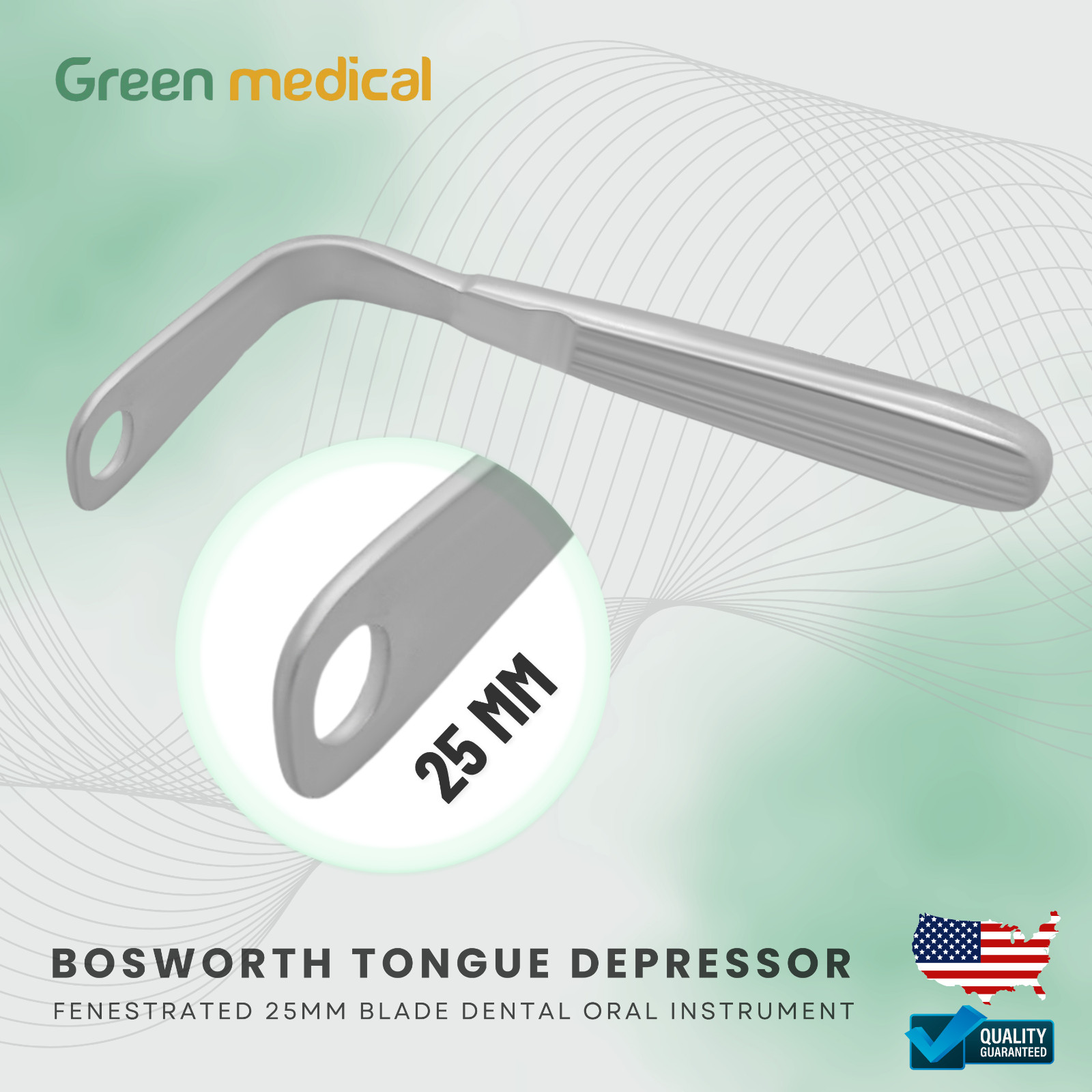 Bosworth Tongue Depressor Fenestrated 25mm Blade Dental Oral Instrument