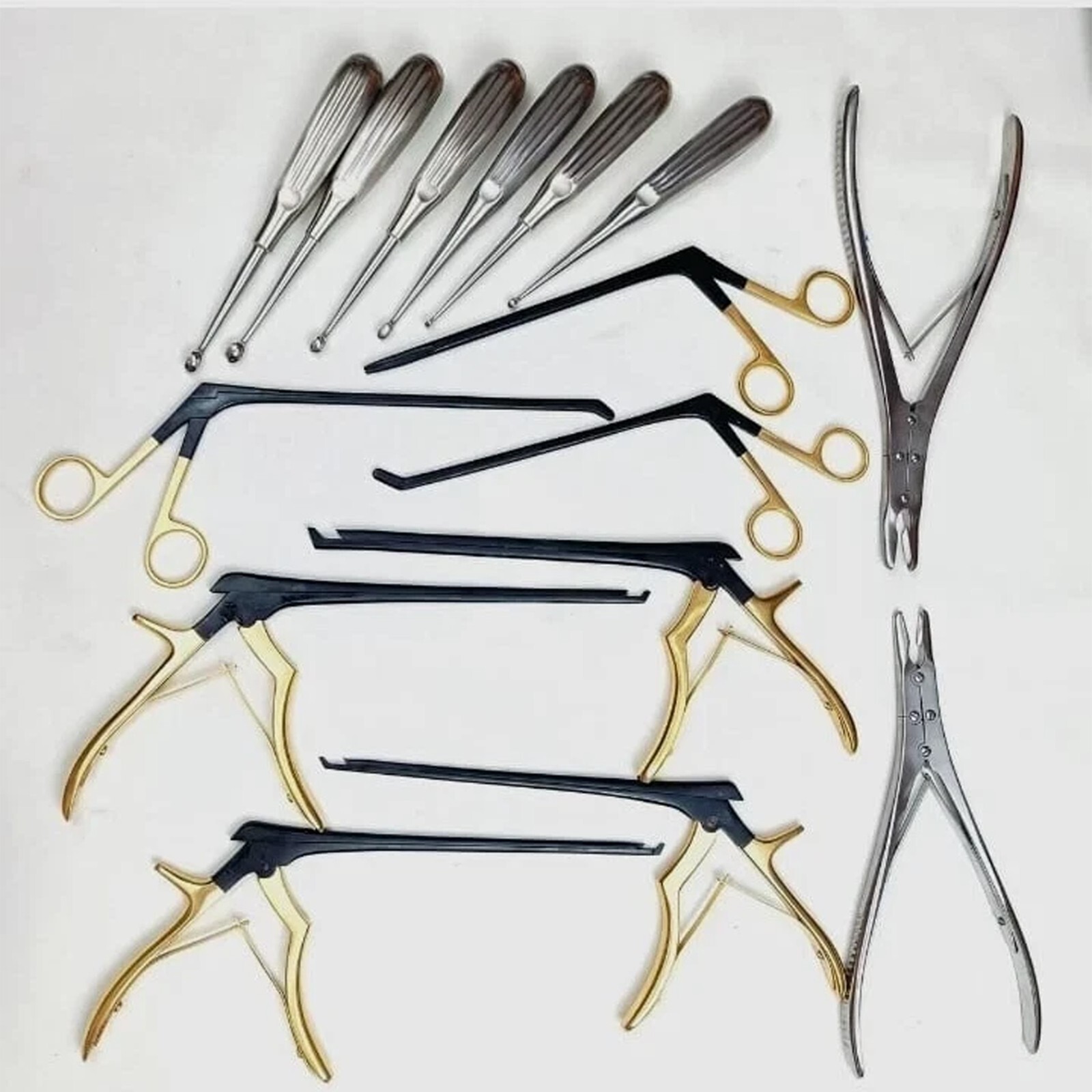 Kerrison Rongeurs Bone Curettes 15 PCs Set Surgical Orthopedic Instrument