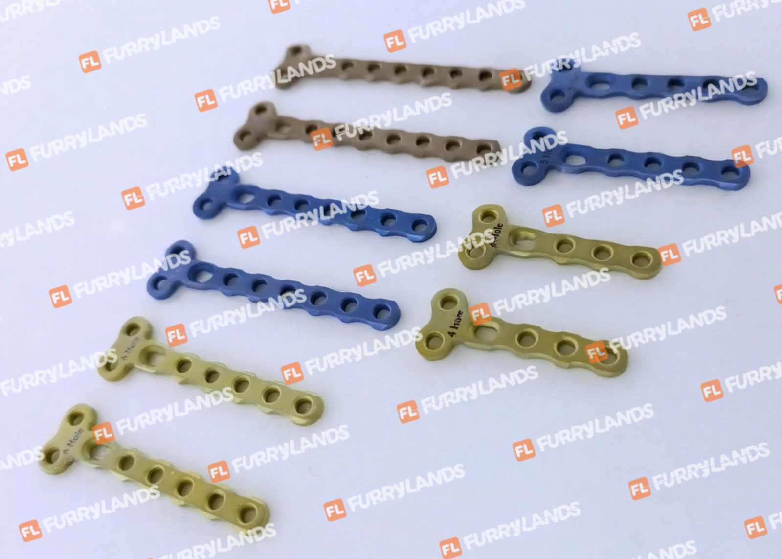 2.0mm Mini Locking T Type Plates 4-8 Hole Veterinary Surgical Set 10 Pcs Ti