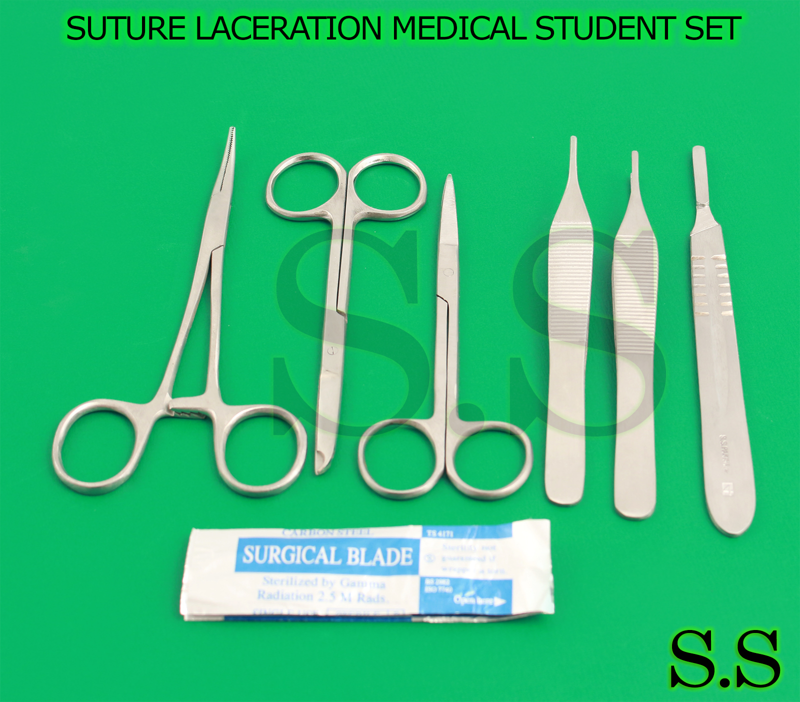 6 PCS SUTURE LACERATION MEDICAL STUDENT SURGICAL INSTRUMENTS SET KIT+5 BLADE #24