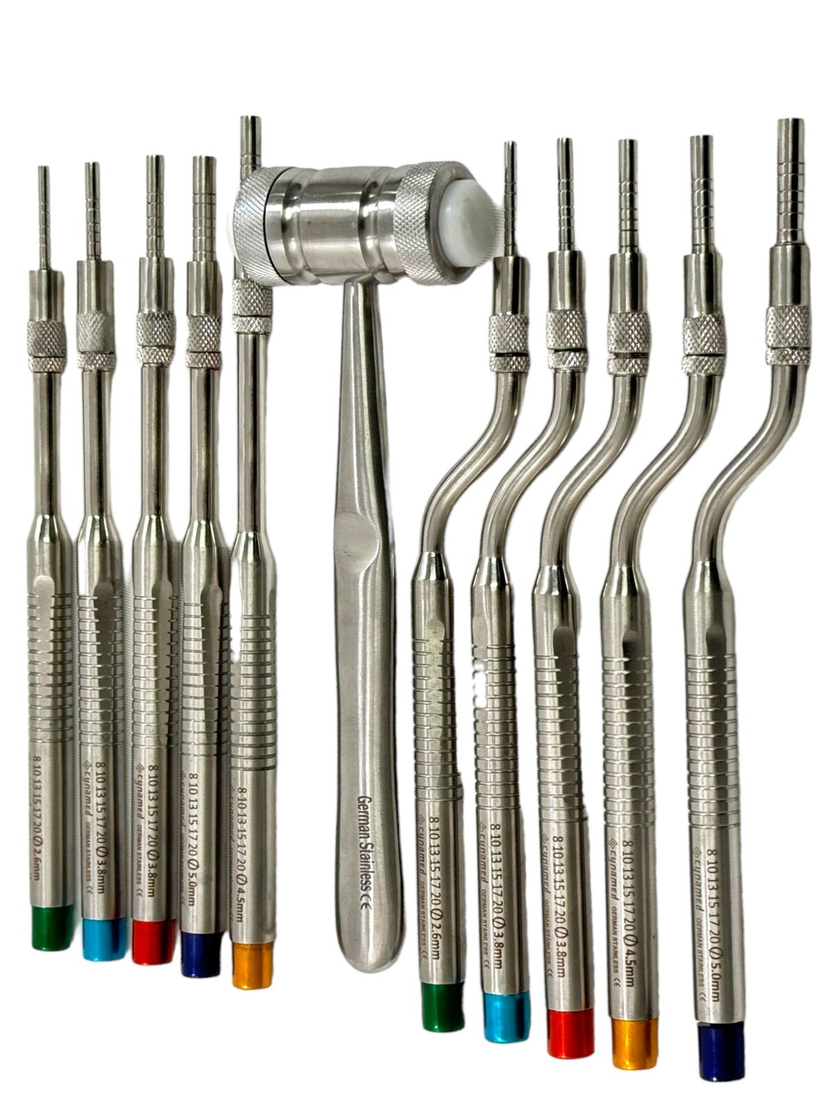 Set of 10 – Concave Tip STR + Offset Osteotome with Mallet – Stainless Steel