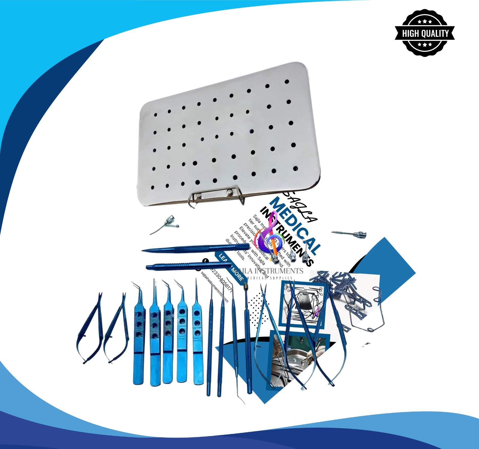 21 Piece Titanium Eye Cataract Surgery Instrument Set – Premium Ophthalmic Tools