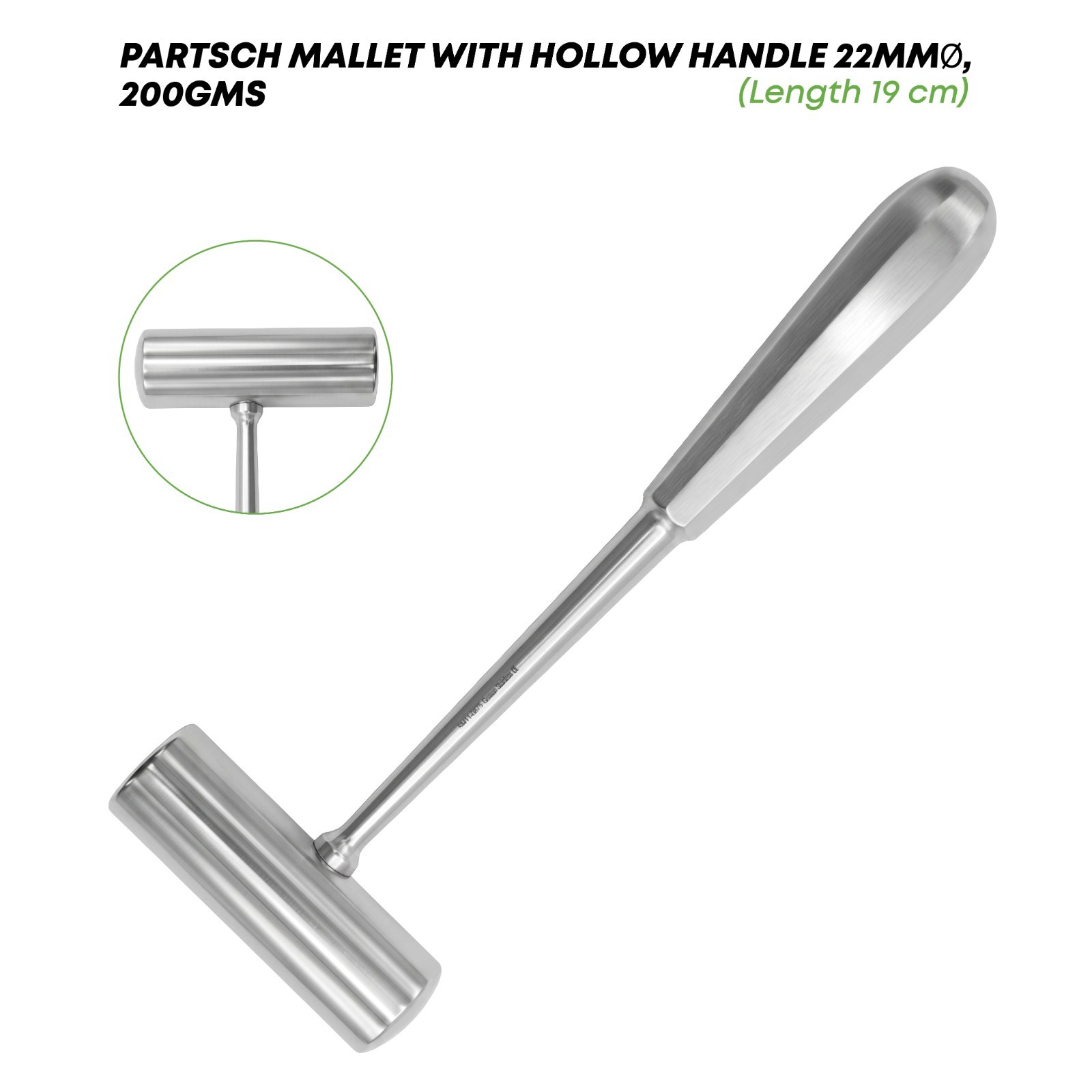 Partsch Mallet 19 cm with Hollow Handle 200g Orthopedic Instrument German Grade