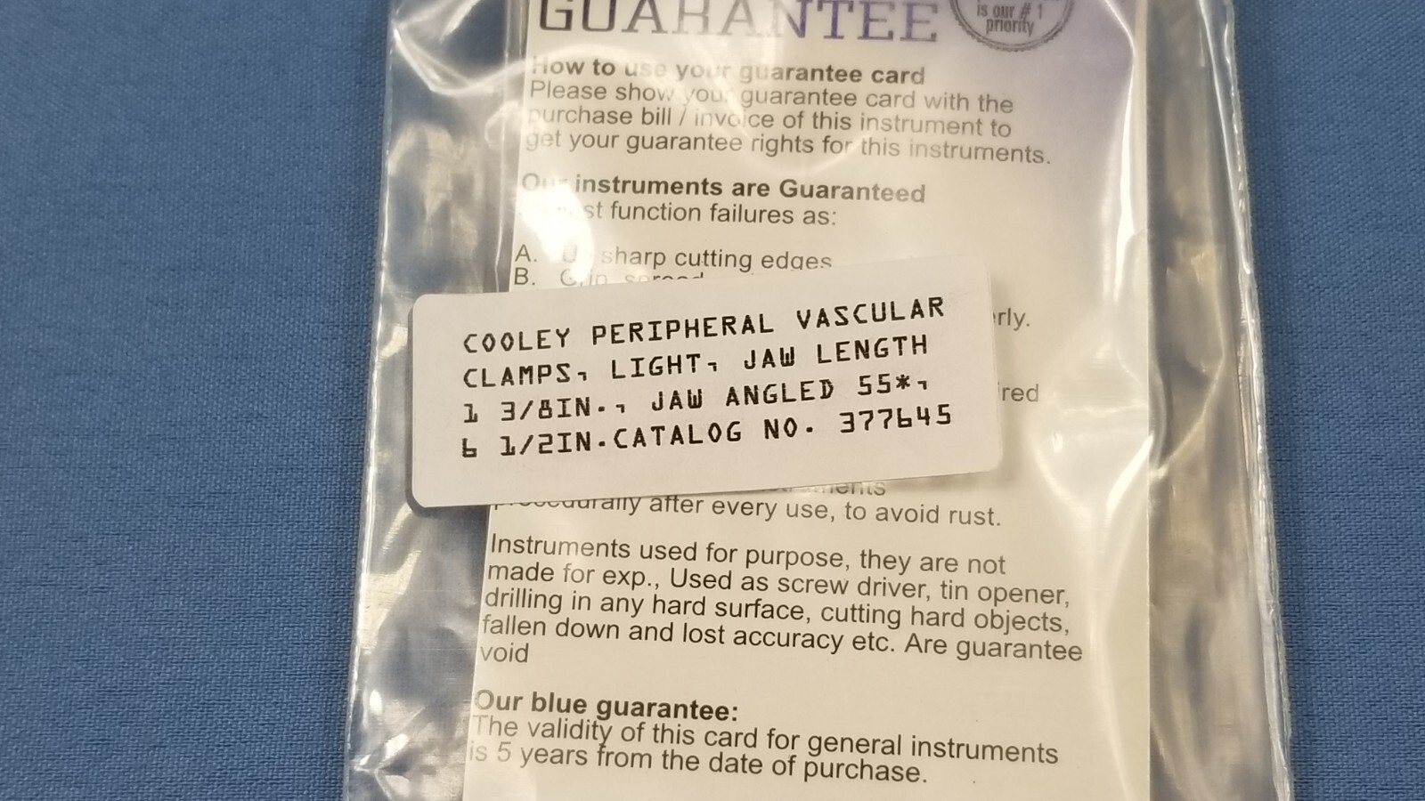 German Stainless Steel Cooley Peripheral Vascular Clamps 377645