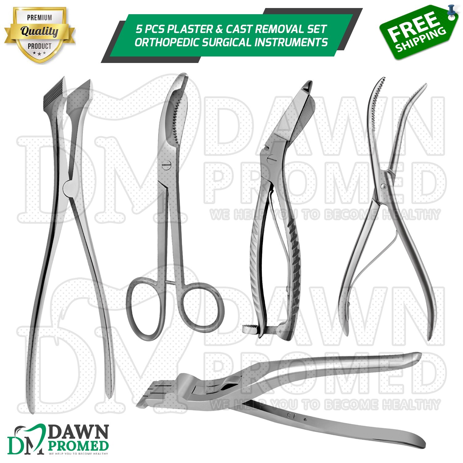 5 Pcs Plaster & Cast Removal Set Orthopedic Surgical Instruments German Grade
