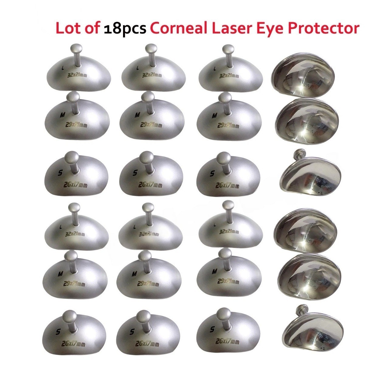 New Lot of 18 Corneal Shield Laser Eye Shield Corneal Protector Stainless Steel