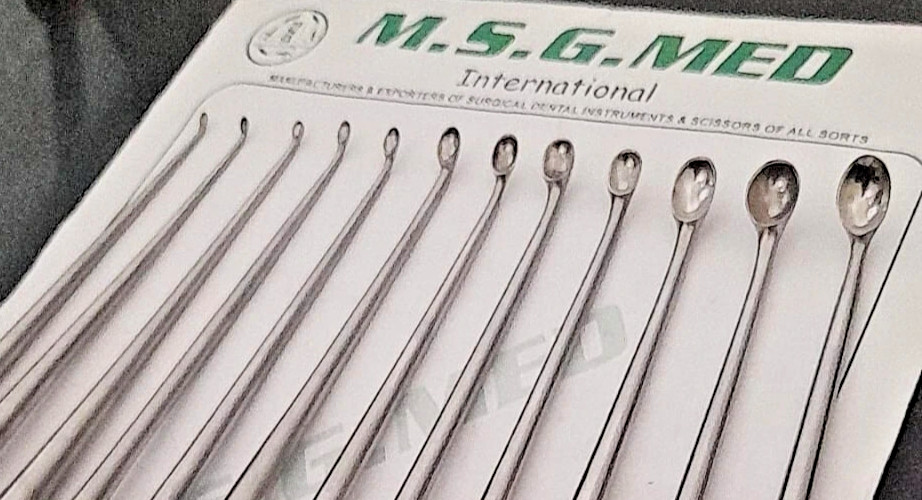 Cervical Brun Currettes Spinal Curettes Straight/Angled 12 Sizes Cup 12 PCS Set