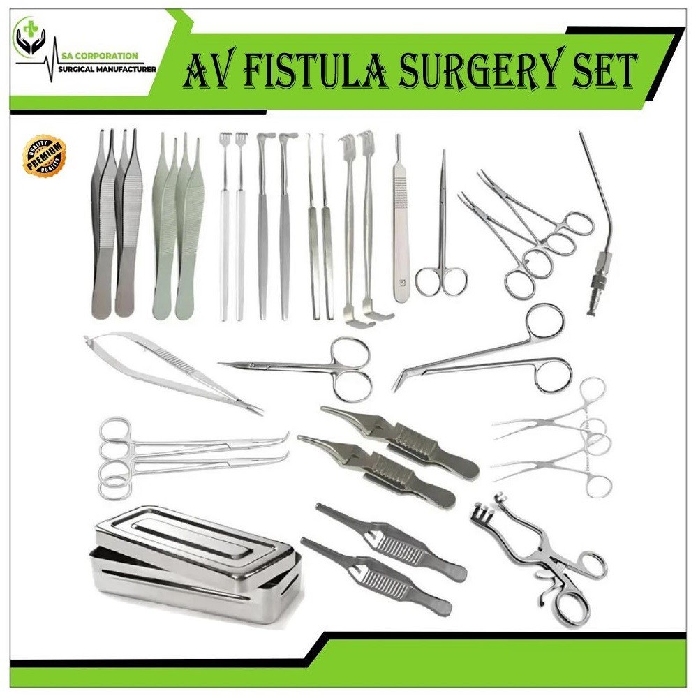 AV Fistula Surgery Set Stainless Steel Vascular Surgical Instruments 30 Pcs Kit