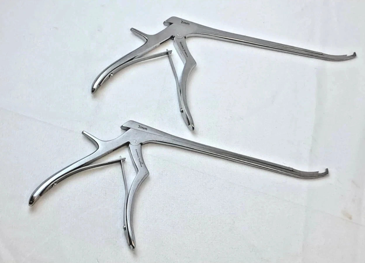 2pc Kerrison Rongeur Set 2mm 3mm 40° Up Bite 8″ V Mueller Spurling Neurosurgical