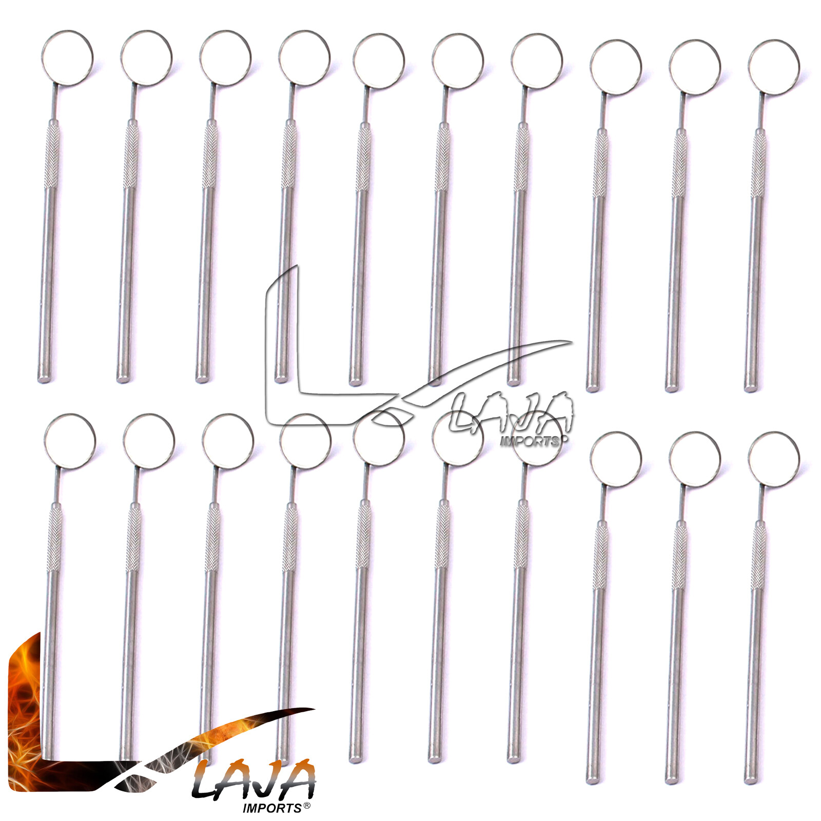 100 Dental Mirrors # 5 With Handle Stainless Steel Surgical Dental Instruments