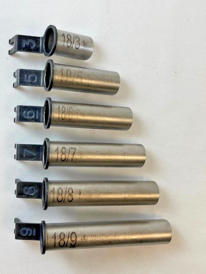 Set of 6 Medtronic 18mm MetrX 2 Beveled Microdiscectomy Retractor Tubes Neuro