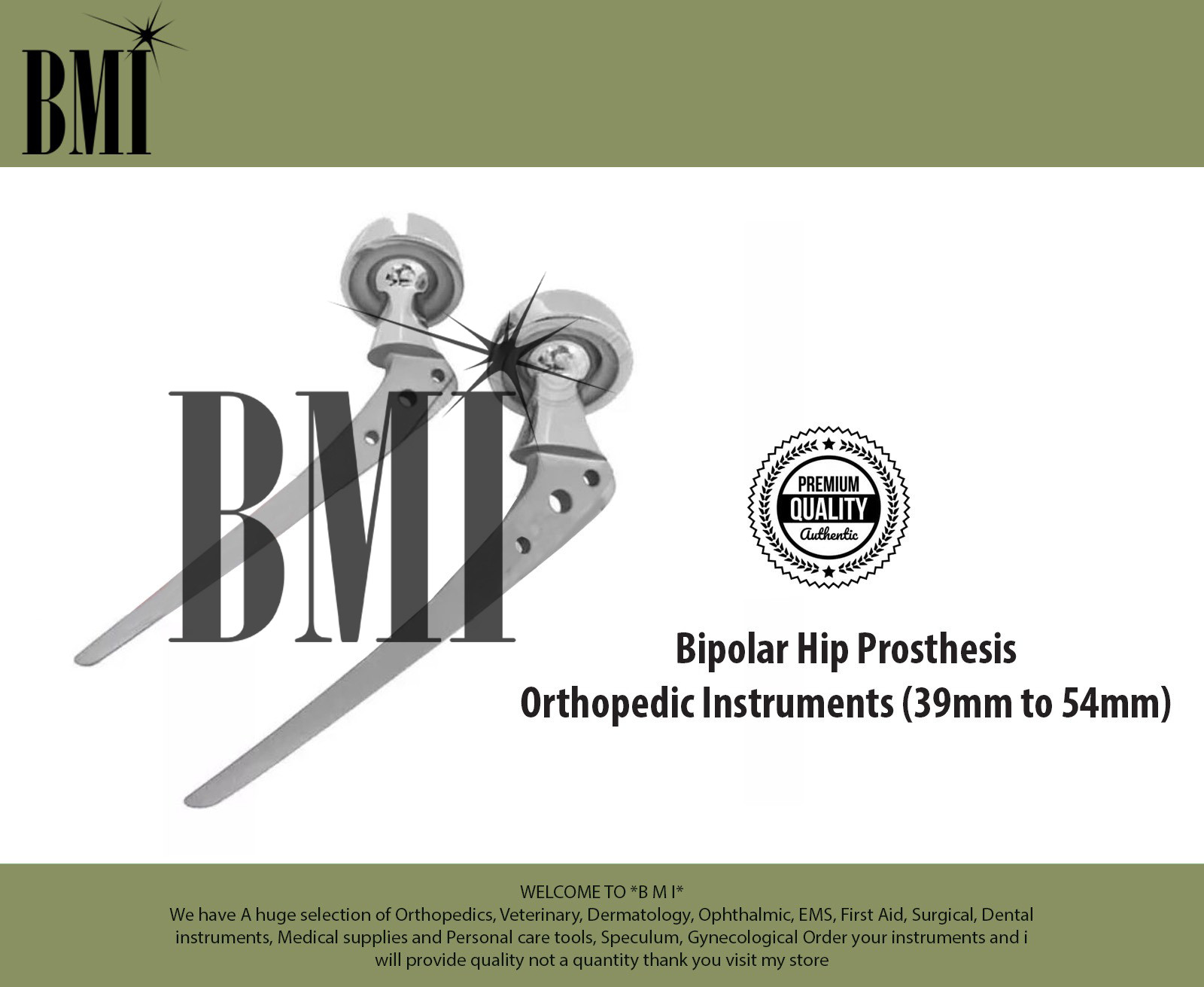 Bipolar Hip Prosthesis Orthopedic Instruments (39mm to 54mm)