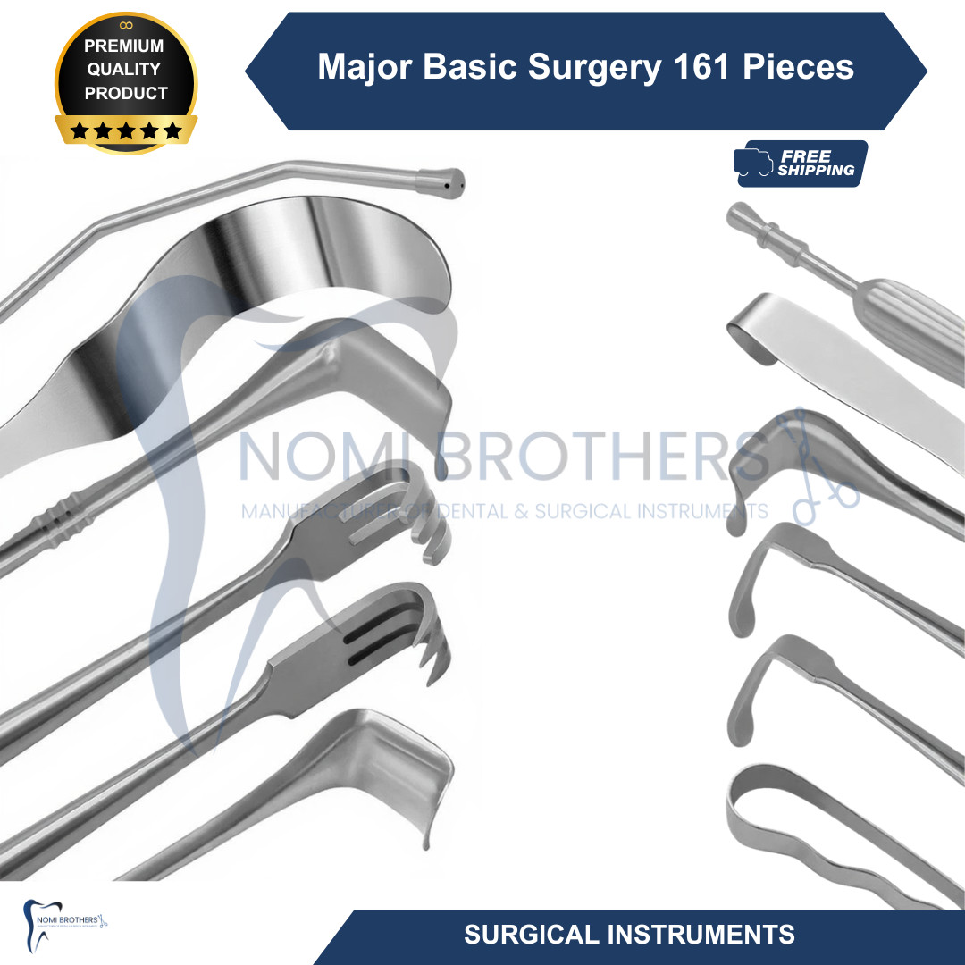 161 Pcs Major Basic Surgery Set Surgical Instruments Kit German Grade CE