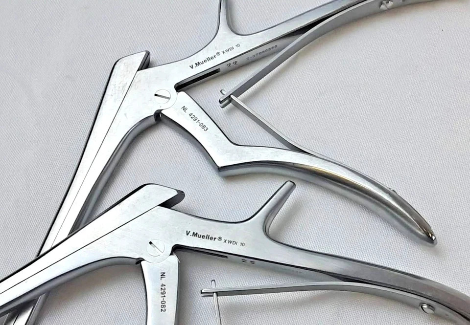 2pc Kerrison Rongeur Set 2mm 3mm 40° Up Bite 8″ V Mueller Spurling Neurosurgical