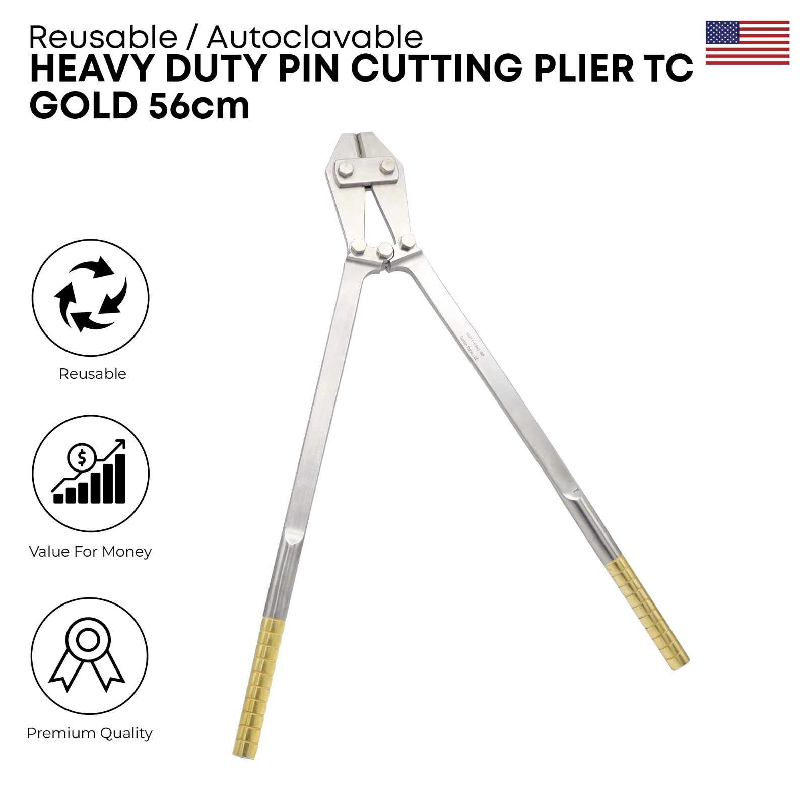 Pin Cutting Plier TC Gold 56cm Stainless Steel Orthopedic Surgical Instruments