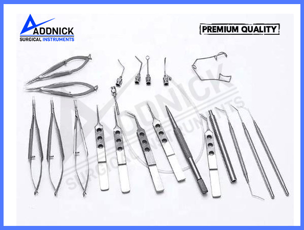 21pcs Stainless Steel cataract Ophthalmic Equipment Set With Aluminum Sterilizat